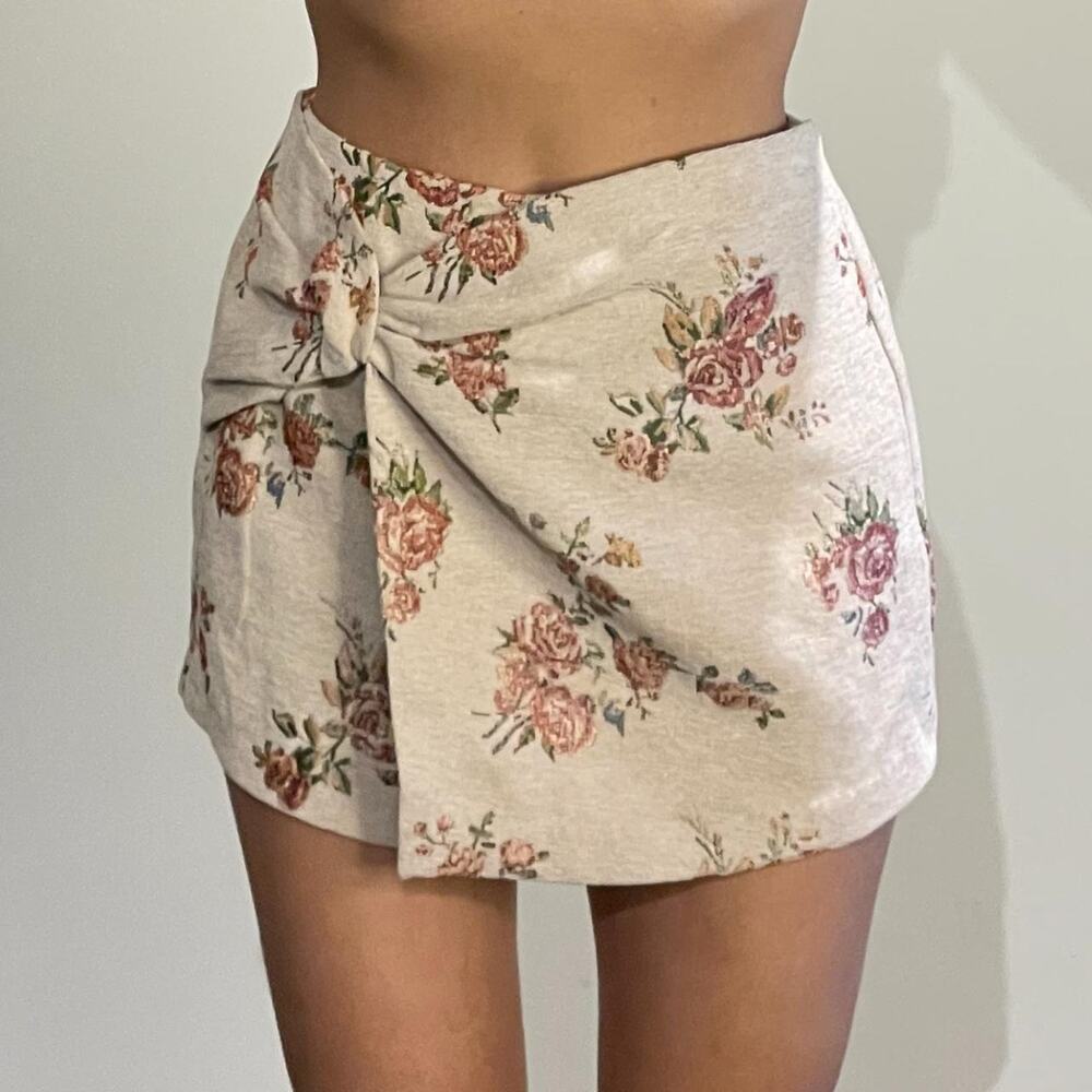 Beige Floral Skort